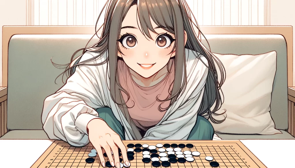 囲碁を楽しんでいる女性