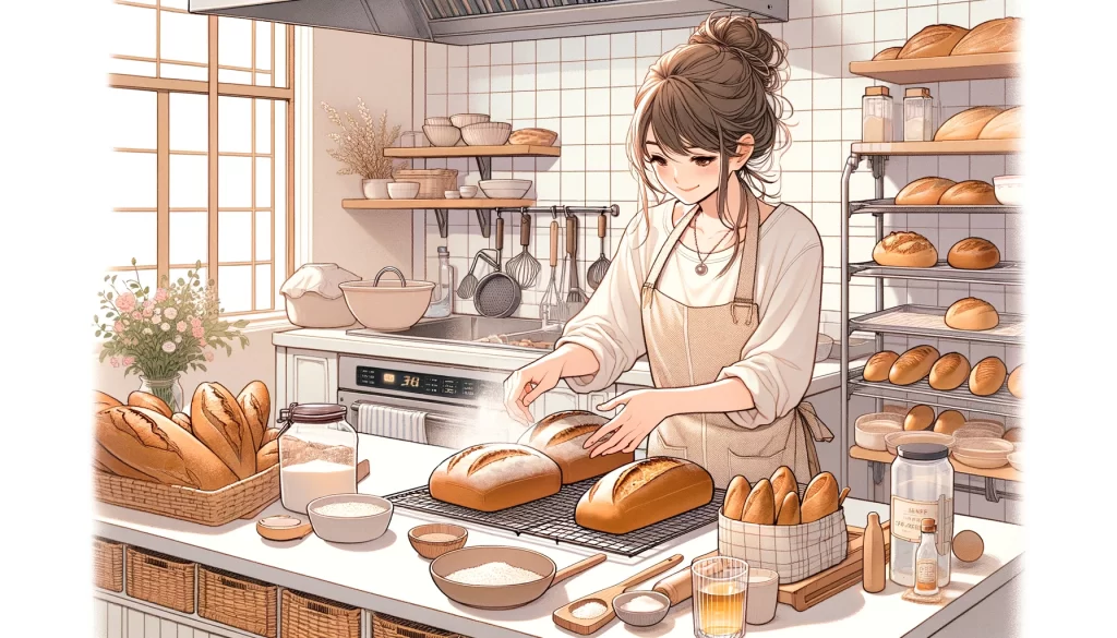 パンを焼いた女性