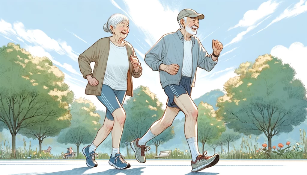 ジョギングを楽しむ老夫婦