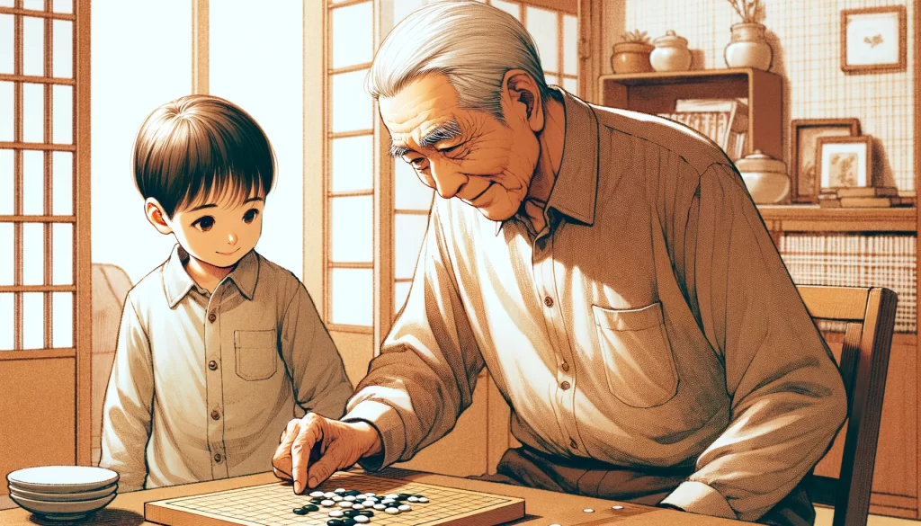 孫に囲碁を教えるお爺さん