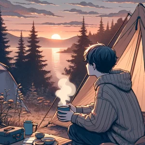 ソロキャンプで夜明けのコーヒー