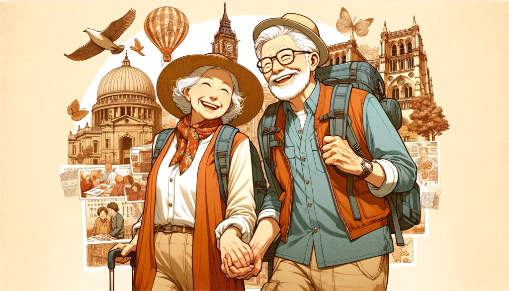 海外旅行を楽しむ老夫婦
