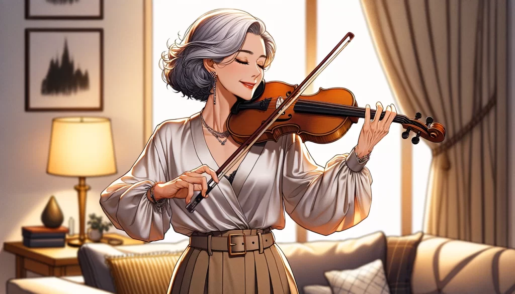 ヴァイオリンを弾く御婦人