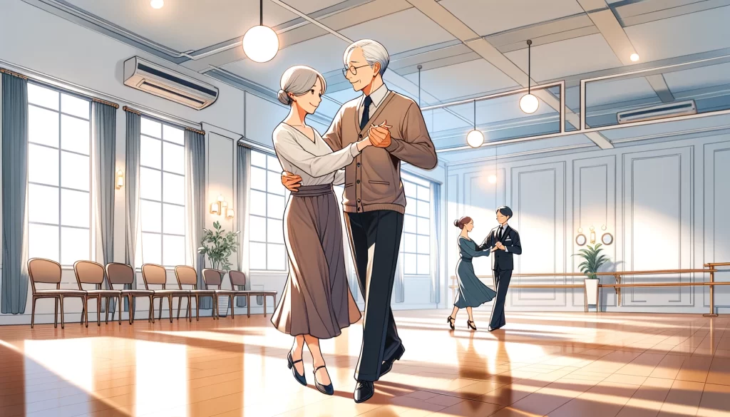 社交ダンスを楽しむ老夫婦